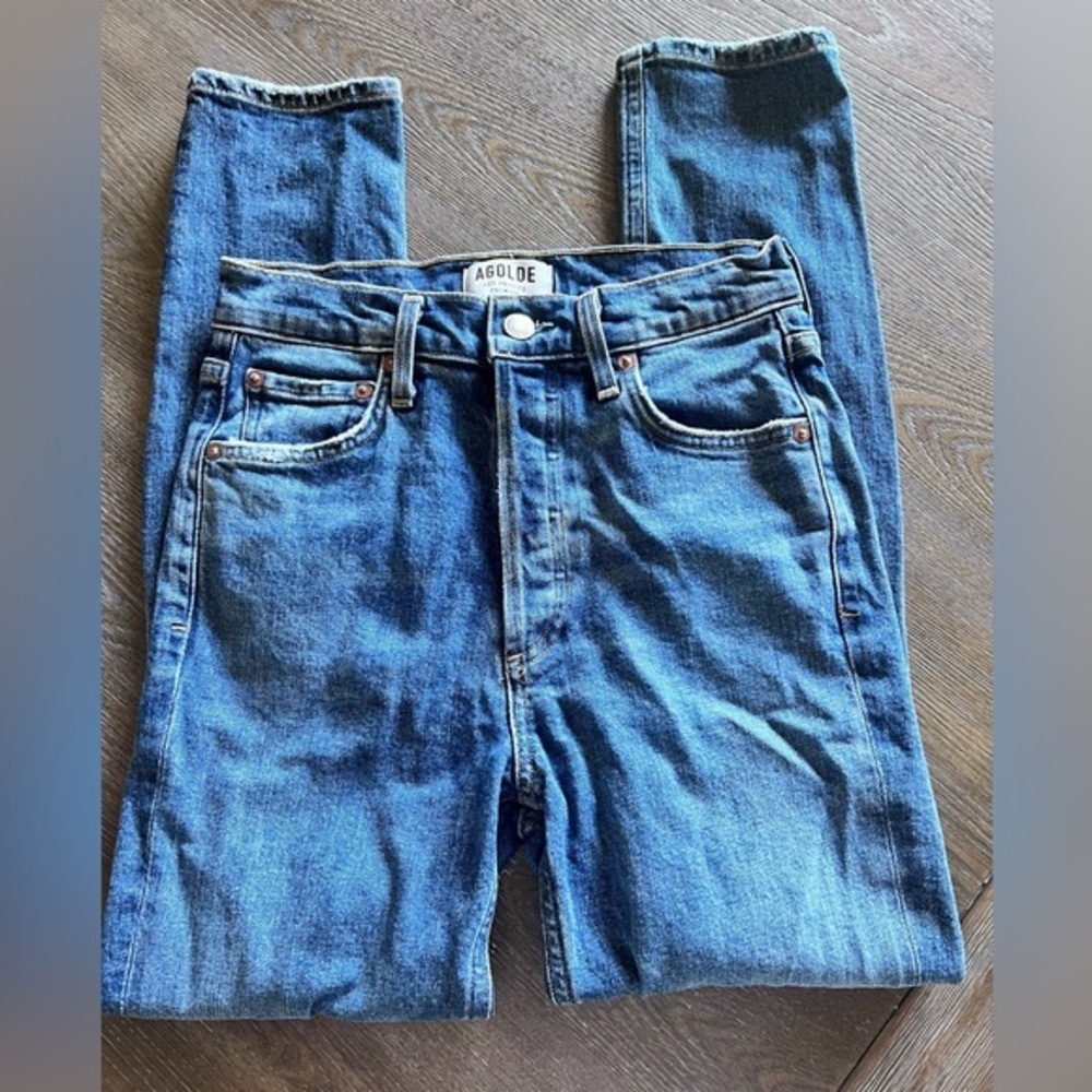 AGOLDE Nico High Rise Slim‎ Fit Button Fly in Subdued A093C-1046 Size 24 - Picture 2 of 12